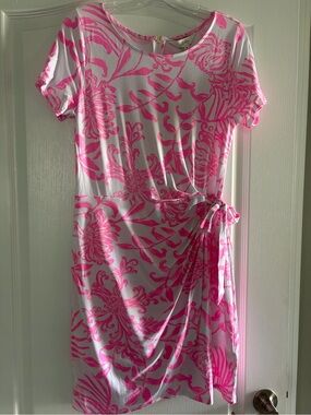 Lilly Pulitzer White Dress with Hot Pink Floral Print